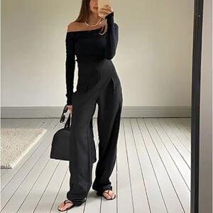 New Splendid Black Ballet Off the Shoulder Pima Modal Blend Top XS